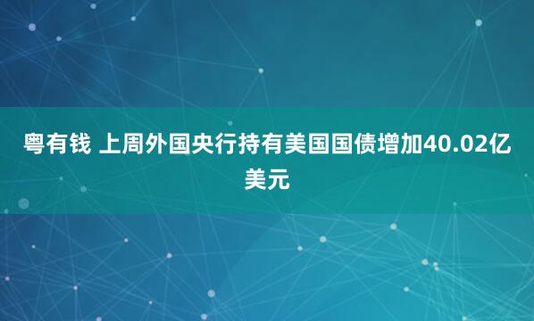 粤有钱 上周外国央行持有美国国债增加40.02亿美元
