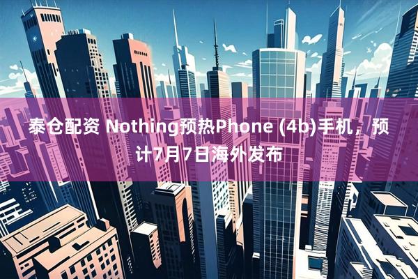 泰仓配资 Nothing预热Phone (4b)手机,预计7月7日海外发布
